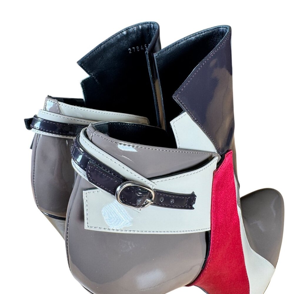 Balenciaga Patent Leather Colorblock Stiletto Ankle Boots Size EU 40 US 10 - Picture 5 of 12